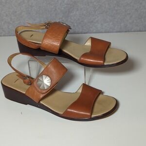 Ipanema Leather Wedge‎ Sandals Women's Size 8.5M Brown Ankle Strap Buckle
